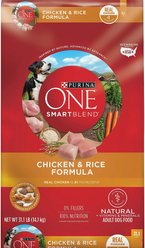 Purina ONE SmartBlend Chicken & Rice Adult Formula Dry Dog Food + True Instinct Tender Cuts in Gravy Variety Pack Canned Food slide 2 of 9