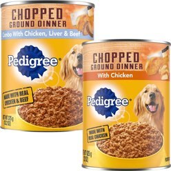 Pedigree Chopped Ground Dinner with Chicken, Beef & Liver + Chicken Canned Dog Food
