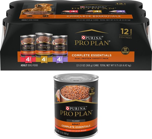 Purina Pro Plan Savor Classic 3 Entrees Variety Pack Grain-Free Canned Dog Food + Adult Grain-Free Classic Chicken & Carrots Entree Canned Food slide 1 of 9