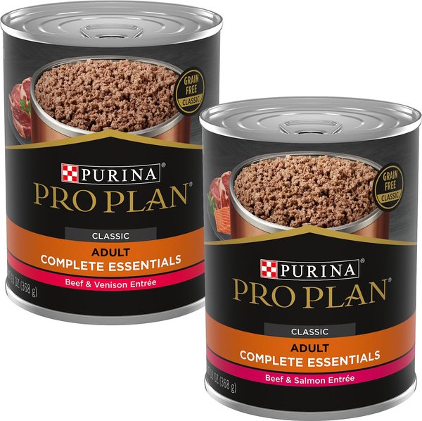Purina Pro Plan Savor Classic Beef & Venison Entrée + Classic Beef & Salmon Entree Grain-Free Canned Dog Food slide 1 of 9