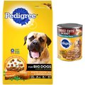 Pedigree Big Dogs Adult Complete Nutrition Large Breed Roasted Chicken Flavor Dry Dog Food + Choice Cuts In Gravy Country Stew & Chicken & Rice Flavor Canned Wet Food Variety Pack