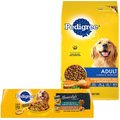Pedigree Adult Complete Nutrition Chicken Flavor Dry Dog Food + Homestyle Meals Prime Rib, Rice & Vegetable Flavor in Gravy & Roasted Chicken, Rice & Vegetable Flavor in Gravy Canned Soft Wet Food Variety Pack