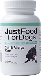 JustFoodForDogs Skin & Allergy Care Capsule Skin & Coat Supplement for Dogs, 60 count