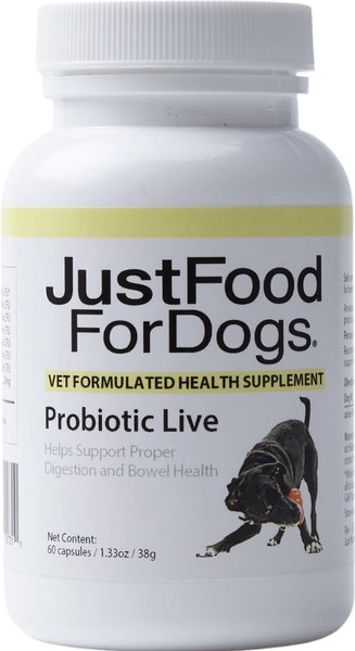 JustFoodForDogs Probiotic Live Capsule Digestive Supplement for Dogs, 60 count slide 1 of 5