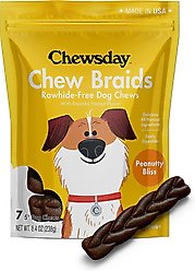 Chewsday Peanuty Bliss Chew Braids Rawhide-Free Dog Hard Chews, 7 count, 5-in