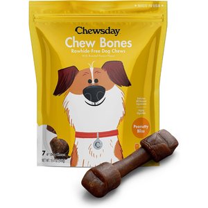 Chewsday Peanuty Bliss Chew Bones Rawhide-Free Dog Hard Chews, 7 count, Original