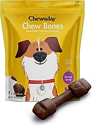 Chewsday Bacony Sizzle Chew Bones Rawhide-Free Dog Hard Chews, 7 count, Original