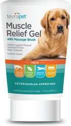 TevraPet Muscle Relief Gel with Massage Brush for Dogs, 3-oz. tube