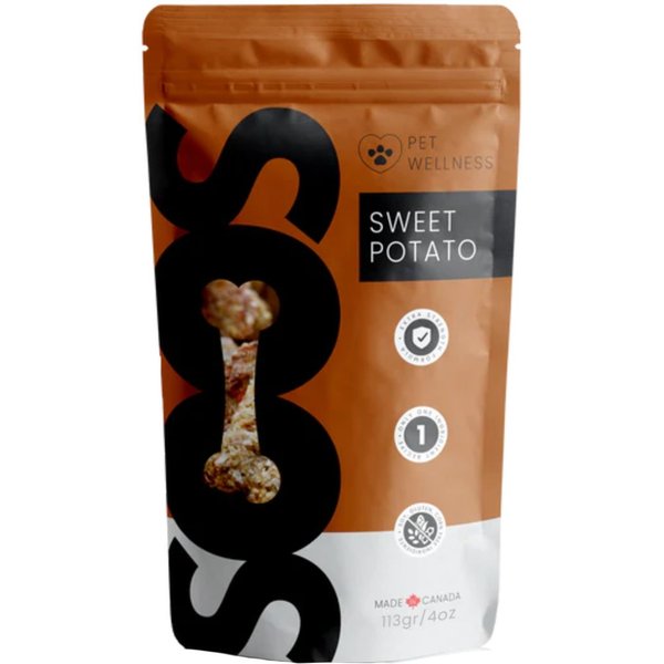 Soos Wellness Sweet Potato Jerky Dog Treats, 4-oz bag
