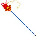 Buckle-Down DC Comics Feather & Ribbon Wand Superman Shield Logo Cat Toy, Blue