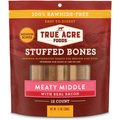 True Acre Foods Medium Stuffed Bone Treats Meaty Middle Made with real Bacon, 12 count