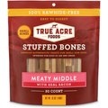 True Acre Foods Small Stuffed Bone Treats Meaty Middle Made with real Bacon, 30 count