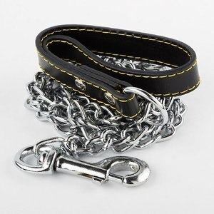 My Bestie Chain & Leather Strap Dog Leash, 72-in long, 3-mm