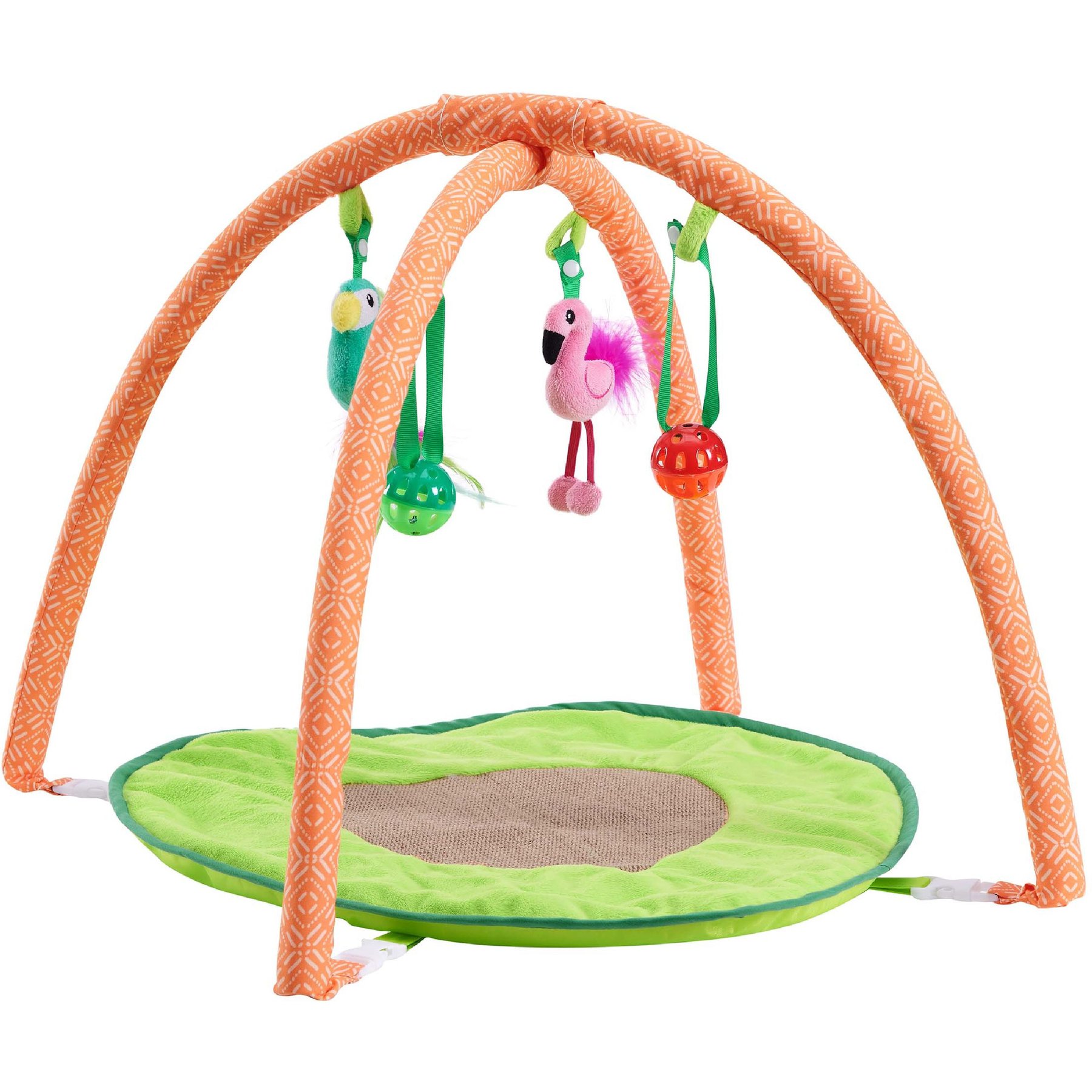 Zebra Print Cat Play Mat with Arch and Hanging Toys