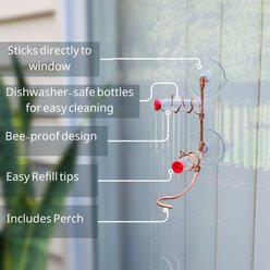 Sweet Feeders Modern Window Bird Feeder, Copper, 2 Station slide 2 of 5