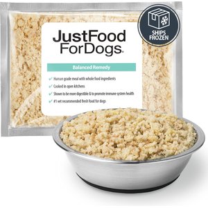 JustFoodForDogs Balanced Remedy Recipe Frozen Human-Grade Fresh Dog Food, 18-oz pouch, case of 21