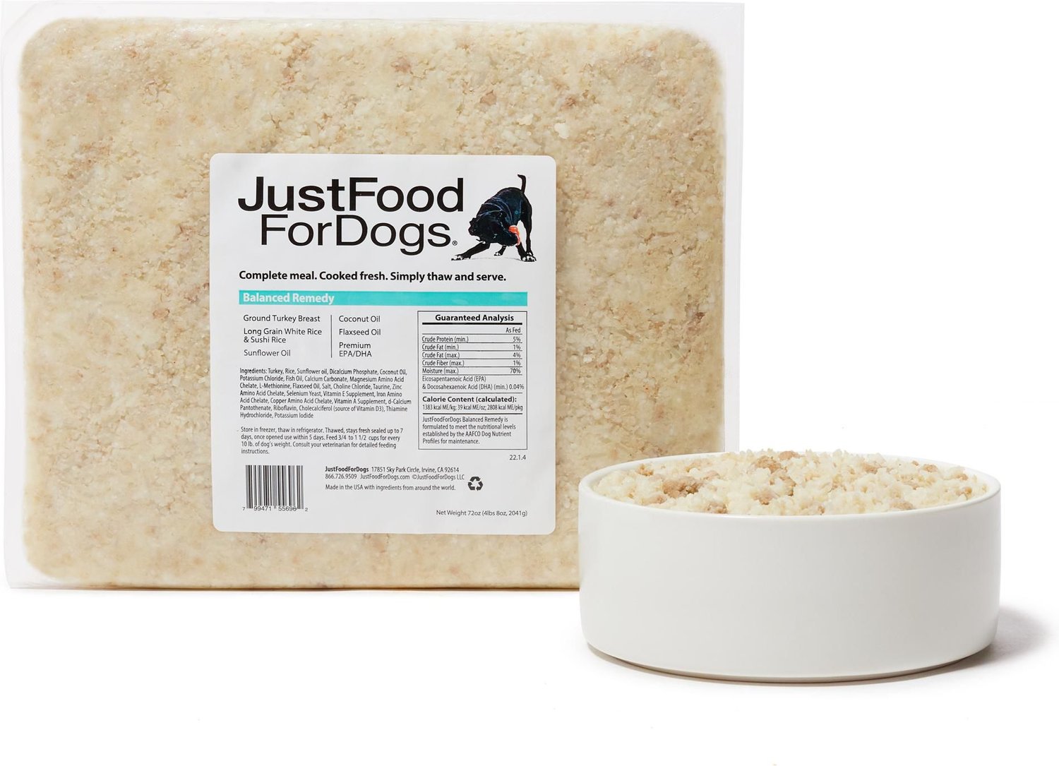 JUSTFOODFORDOGS Balanced Remedy Recipe Frozen Human-Grade Fresh Dog ...