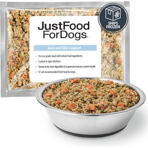 JustFoodForDogs Joint & Skin Support Recipe Frozen Human-Grade Fresh Dog Food, 18-oz pouch, case of 21