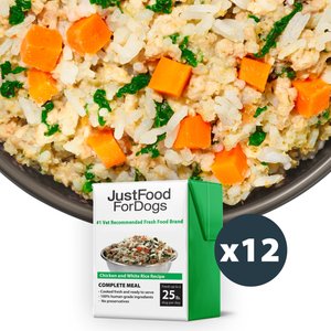 JustFoodForDogs PantryFresh Chicken & White Rice Recipe Fresh Dog Food, 12.5-oz pouch, case of 12