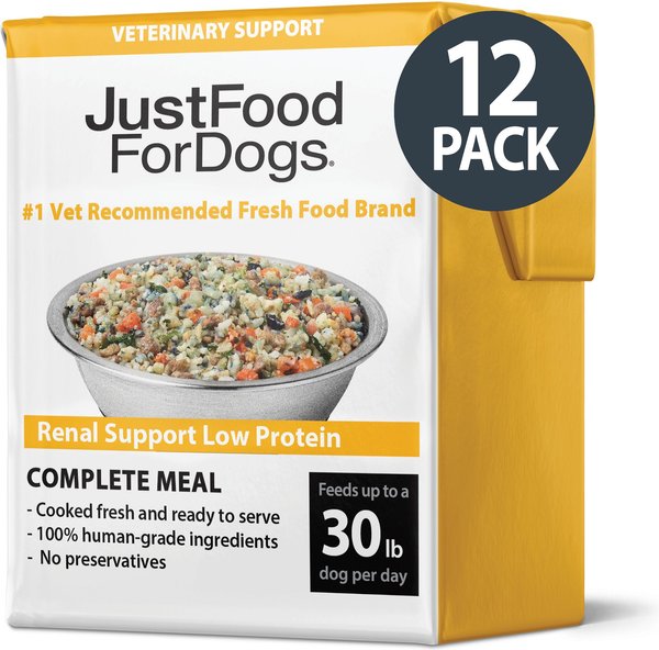 JustFoodForDogs Veterinary Diet PantryFresh Renal Support Low Protein Shelf-Stable Fresh Dog Food, 12.5-oz pouch, case of 12 slide 1 of 10
