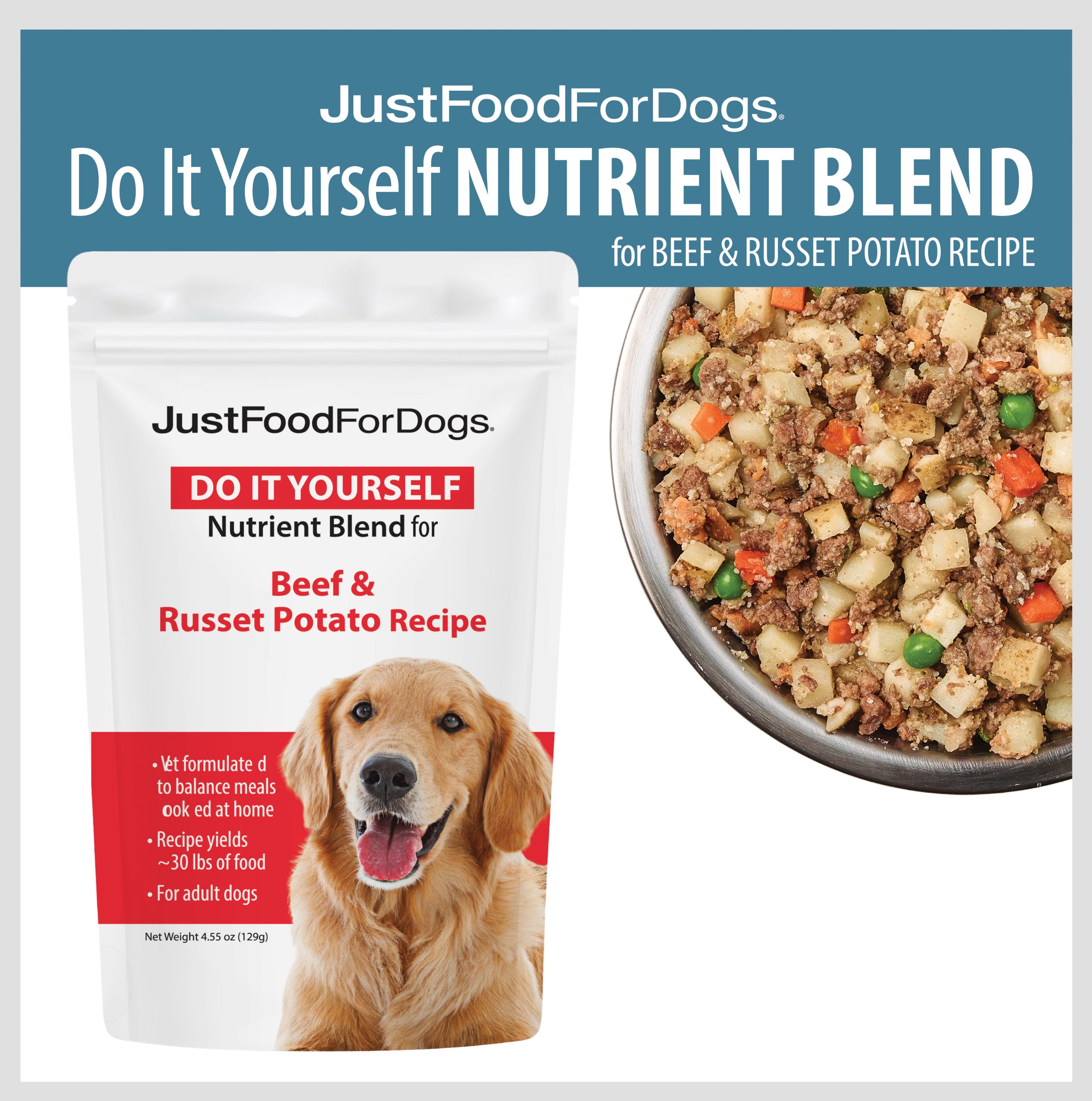 JUSTFOODFORDOGS DoItYourself Beef & Russet Potato Recipe Fresh Dog Food ...