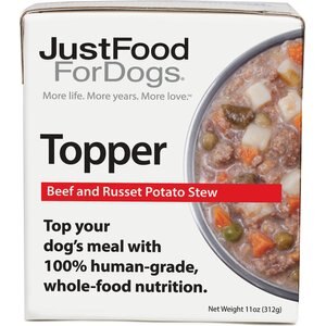 JustFoodForDogs Beef & Russet Potato Stew Recipe Fresh Dog Food Topper, 11-oz pouch, case of 12