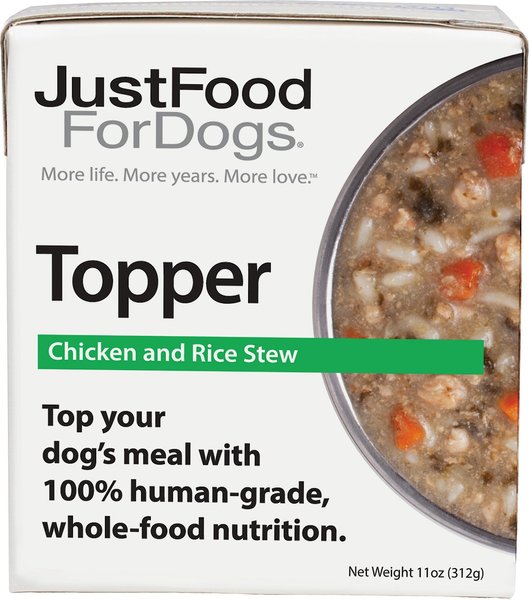 JustFoodForDogs Chicken & Rice Stew Recipe Fresh Dog Food Topper, 11-oz pouch, case of 12 slide 1 of 6