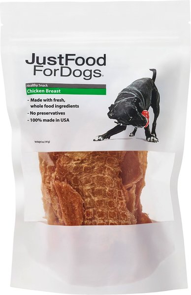 JustFoodForDogs Chicken Breast Dehydrated Dog Treats, 5-oz bag slide 1 of 6