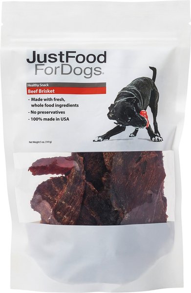 JustFoodForDogs Beef Brisket Dehydrated Dog Treats, 5-oz bag slide 1 of 6