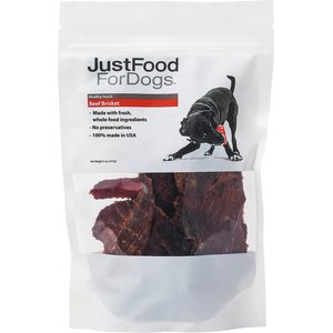 JustFoodForDogs Beef Brisket Dehydrated Dog Treats, 5-oz bag