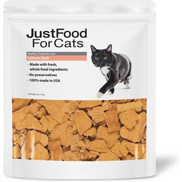JUSTFOODFORDOGS Salmon Bark Dehydrated Cat Treats, 5oz bag