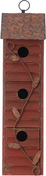 Glitzhome Oversized Retro Three-Tiered Distressed Solid Wood Window Shutters Birdhouse