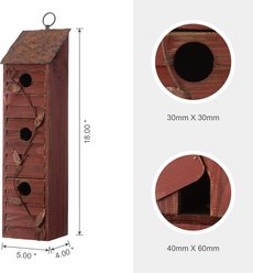 Glitzhome Oversized Retro Three-Tiered Distressed Solid Wood Window Shutters Birdhouse, Brown slide 2 of 8