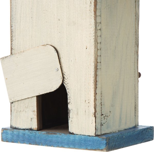 Glitzhome Hanging Two-Tiered Distressed Solid Wood Bird House, 12.8-in