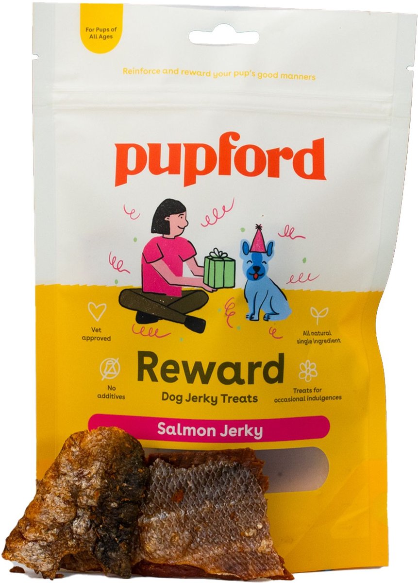 PUPFORD Salmon Jerky Dog Treats, 4oz bag