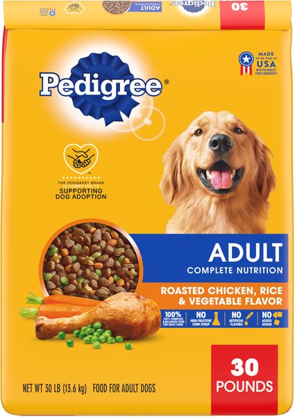 Pedigree Complete Nutrition Roasted Chicken, Rice & Vegetable Flavor Dog Kibble Adult Dry Dog Food, 30-lb bag slide 1 of 10
