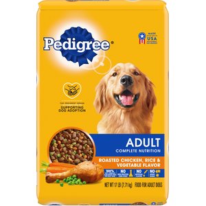 Pedigree Adult Complete Nutrition Roasted Chicken, Rice & Vegetable Flavor Dry Dog Food, 16-lb bag