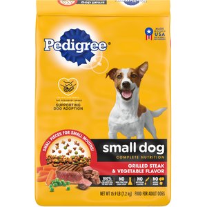 Pedigree Small Dog Complete Nutrition Grilled Steak & Vegetable Flavor Dog Kibble Small Breed Adult Dry Dog Food, 14-lb bag