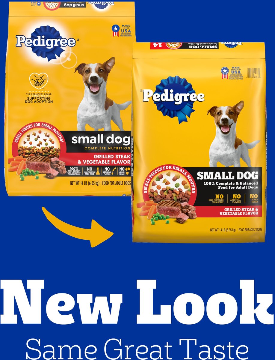 PEDIGREE Small Dog Complete Nutrition Grilled Steak Vegetable Flavor Dog Kibble Small Breed Adult Dry Dog Food 14 lb bag Chewy