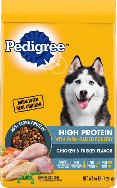 Pedigree High Protein Chicken & Turkey Flavor Adult Dry Dog Food, 16-lb bag slide 1 of 9