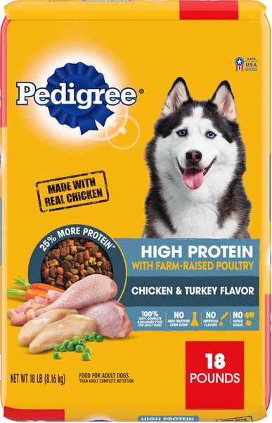 Pedigree High Protein Chicken & Turkey Flavor Adult Dry Dog Food, 18-lb bag slide 1 of 9