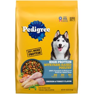 PEDIGREE High Protein Chicken & Turkey Flavor Adult Dry Dog Food, 18-lb ...