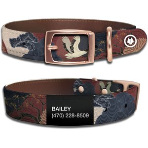 WildHound Faux-Leather Personalized Standard Dog Collar, Bonsai, Rose Gold, Large