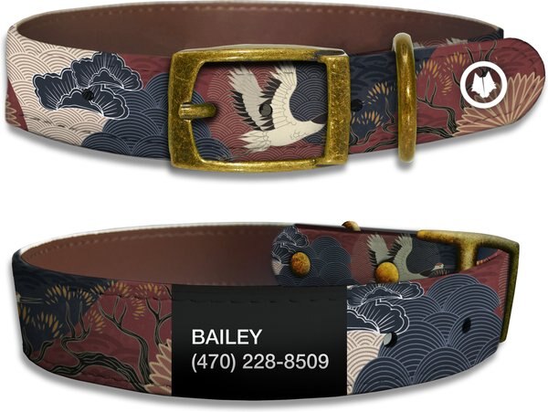 WildHound Faux-Leather Personalized Standard Dog Collar, Bonsai, Vintage Brass, Small slide 1 of 4