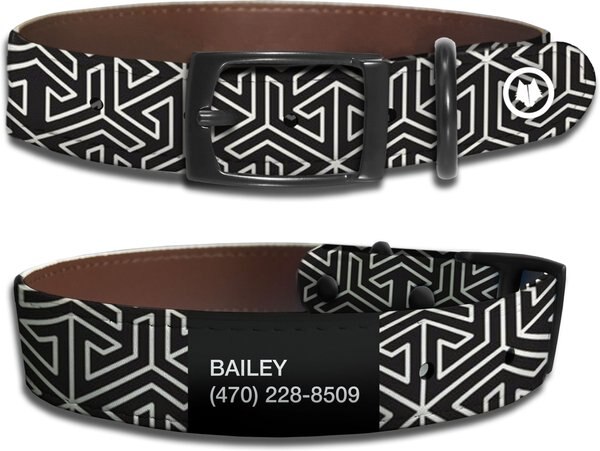 WildHound Faux-Leather Personalized Standard Dog Collar, Mazed, Black Onyx, X-Small slide 1 of 4