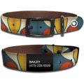 WildHound Faux-Leather Personalized Standard Dog Collar, Rorschach, Black Onyx, X-Small