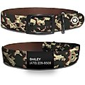 WildHound Faux-Leather Personalized Standard Dog Collar, Safari, Black Onyx, Small