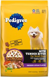 Pedigree Tender Bites Complete Nutrition Chicken & Steak Flavor Small Breed Adult Dry Dog Food, 14-lb bag