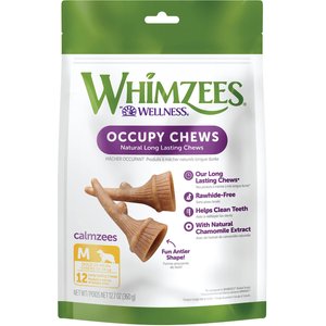 WHIMZEES by Wellness Occupy Antler Dental Chews Natural Grain-Free Dental Dog Treats, Medium, 12 count