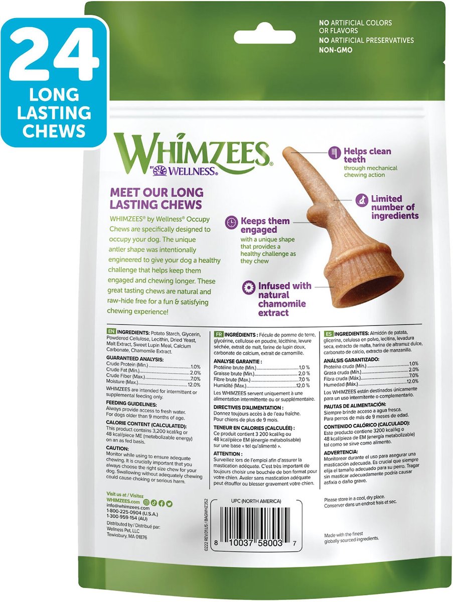 WHIMZEES by Wellness Occupy Antler Dental Chews Natural Grain-Free Dental Dog Treats
